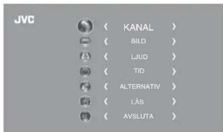 JVC 〈 KANAL > 〈 BILD > 〈 LJUD > 〈 TID > 〈 ALTERNATIV > 〈 LÄS > EXIT ( AVSLUTA )