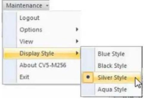 Maintenance Logout Options View Display Style About CV5-M256 Exit Blue Style Black Style Silver Style Aqua Style