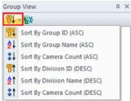 Group View Sort By Group ID (ASC) Sort By Group Name (ASC) Sort By Camera Count (ASC) Sort By Division ID (DESC) Sort By Division Name (DESC) Sort By Camera Count (DESC)