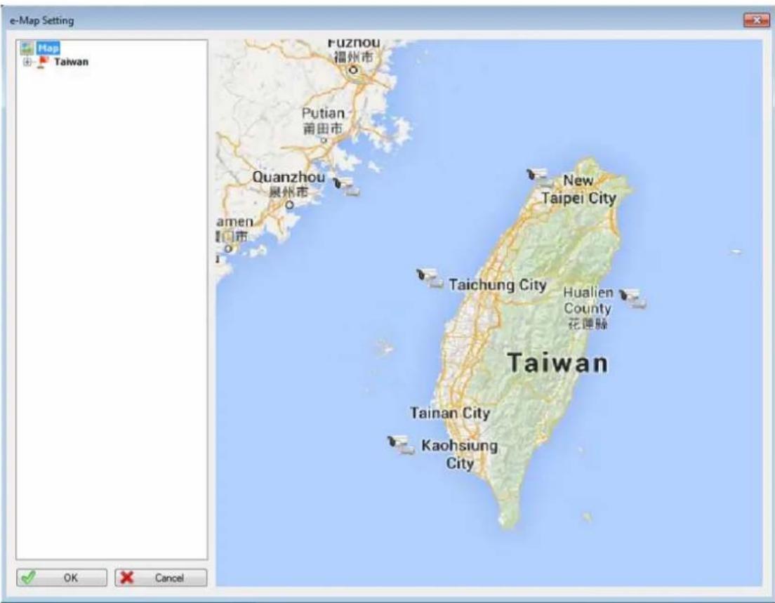 e-Map Setting Map + Taiwan Fuzhou 福州市 Putian 莆田市 Quanzhou 泉州市 amen 厦门市 New Taipei City Taichung City Hualien County 花蓮縣 Taiwan Tainan City Kaohsiung City OK Cancel
