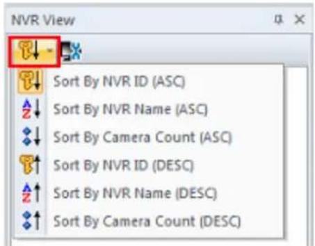 NVR View Sort By NVR ID (ASC) Sort By NVR Name (ASC) Sort By Camera Count (ASC) Sort By NVR ID (DESC) Sort By NVR Name (DESC) Sort By Camera Count (DESC)