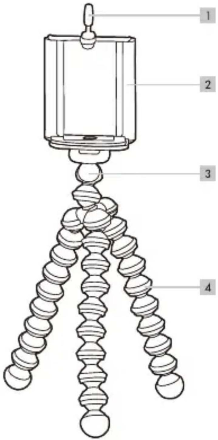 Diagram of a mechanical device with numbered parts labeled 1 to 4, showing a base structure and coiled components.