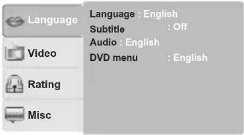 Language Language : English Subtitle : Off Audio : English DVD menu : English Video Rating Misc
