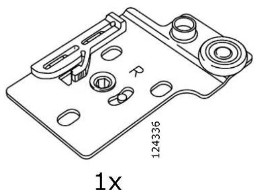 Technical line drawing of a mechanical component with holes and a labeled part '1x' (no text or symbols beyond labels)
