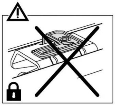 Warning symbol with exclamation mark and lock icon, indicating no liability or invalid status
