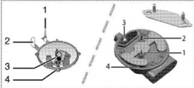 Technical diagram of a mechanical component with numbered parts and labeled parts