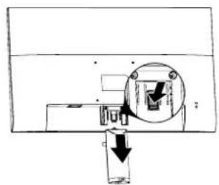 Diagram showing a mechanical or electrical component with a magnified inset highlighting a section of a device, including a downward arrow indicating direction.