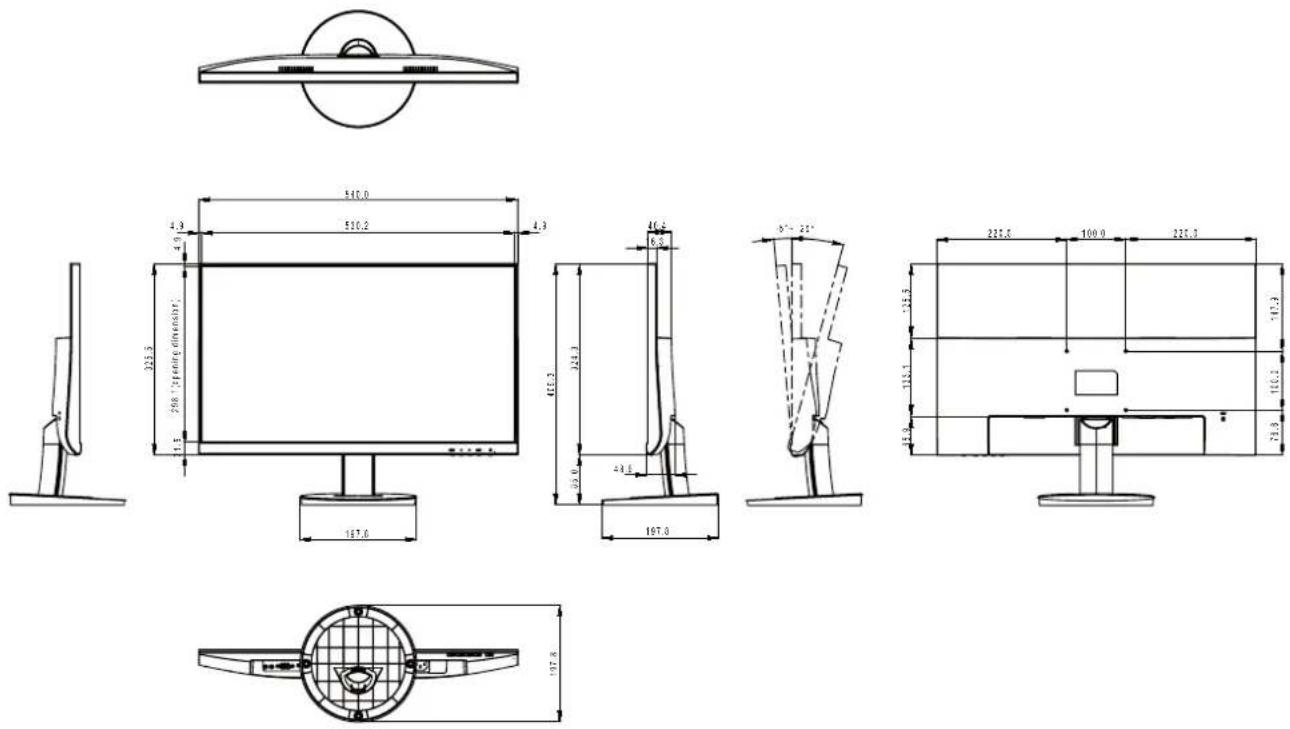 AG Neovo LW-22G - Monitor Dimensions - 2