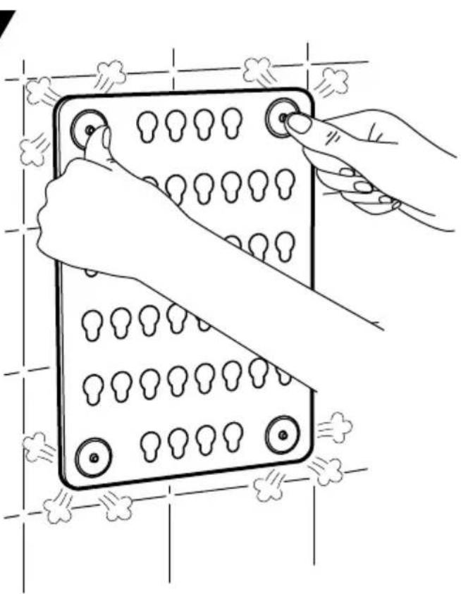 Illustration of hands installing a light bulb panel with circular buttons (no text or symbols)