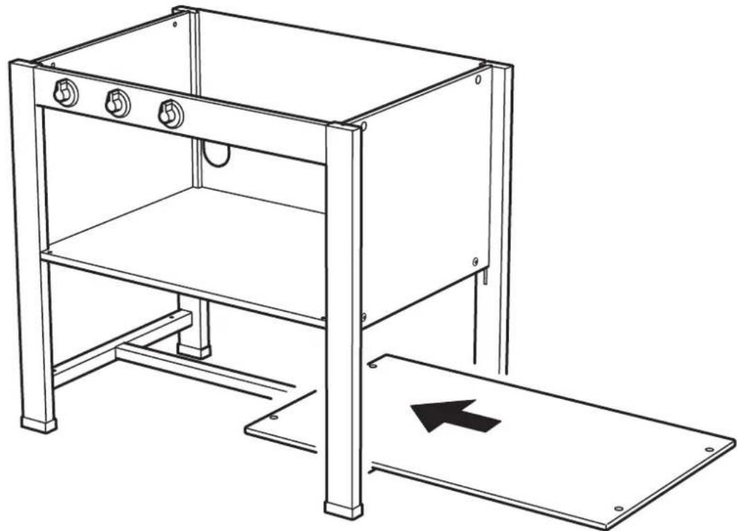 Line drawing of a mechanical device with a base plate and mounting bracket, showing no text or symbols.