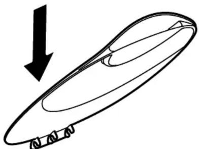 Simple line drawing of a curved object with a downward arrow, no text or symbols present