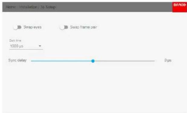 Home | Installation | 3d Setup Swap eyes Swap frame pair Dash time 1000 µs Sync delay 0 µs