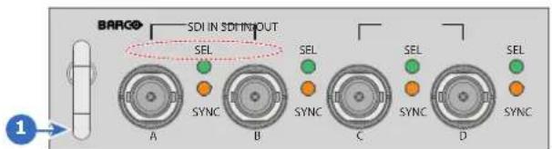 BARCO SDI IN SDI INPUT SEL SYNC SEL SYNC SEL SYNC SEL SYNC 1
