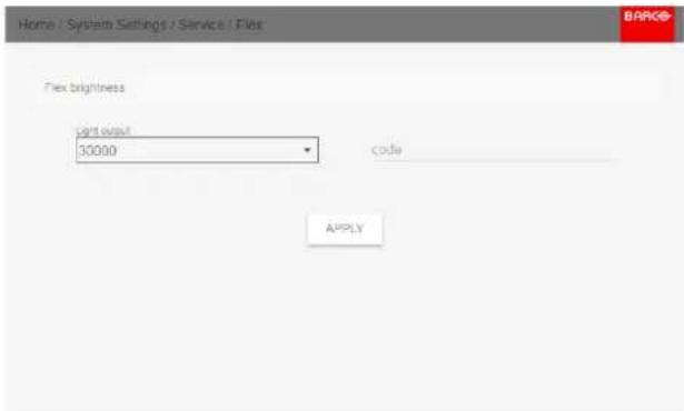 Home / System Settings / Service / Flex Flex brightness print output 30000 code APPLY