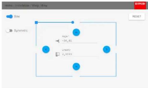 Home Installation Warp Blow Bow Symmetric Angle ° -34.81 Linearity 2,1193 RESET