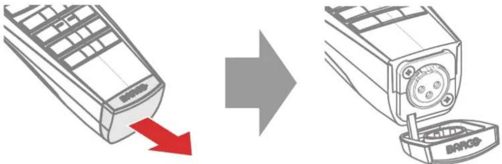 Diagram showing the process of removing a BARGS remote device into a device, with red arrow indicating removal and gray arrow indicating change.