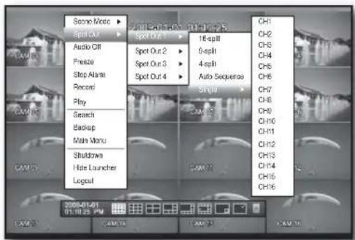 Hanwha SHR-8080 - Selecting a Spot Out mode - 1