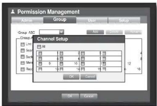 Hanwha SHR-8080 - To set the group authority - 1