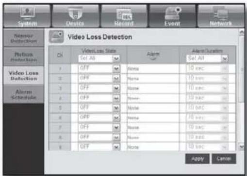 Hanwha SHR-8080 - Video Loss Detection - 1