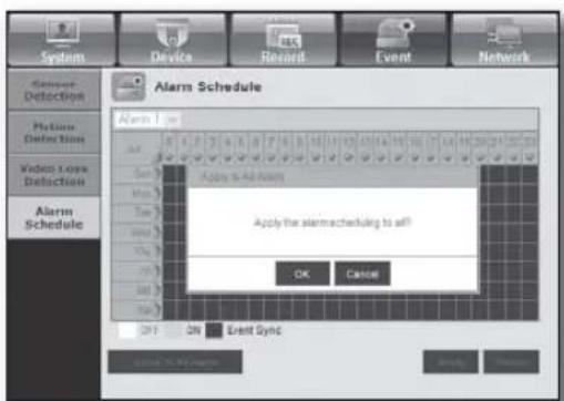 Hanwha SHR-8080 - Alarm Schedule - 1