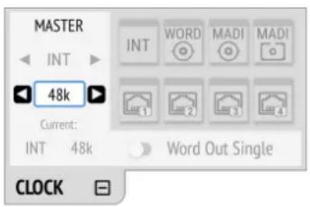 MASTER INT 48k Current: INT 48k WORD MADI MADI Lear 1 Lear 2 Lear 3 Lear 4 Word Out Single CLOCK