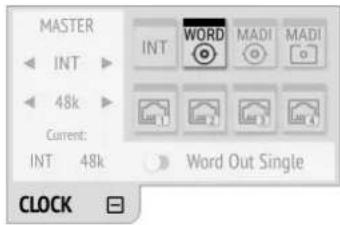 MASTER INT 48k Current: INT 48k WORD MADI MADI Word Out Single CLOCK