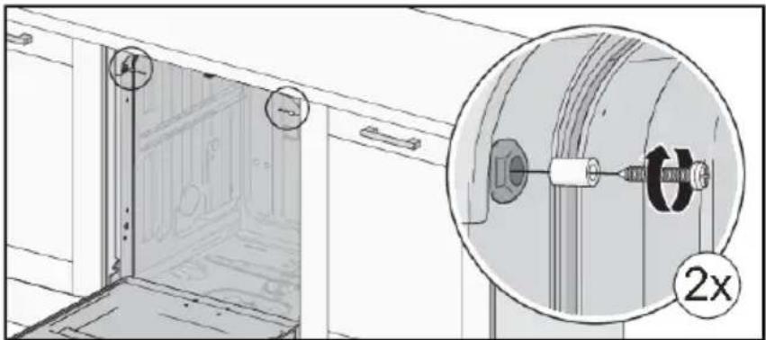 Cylinda DM8316PRO - Screwingthedishwasherintoplace - 1