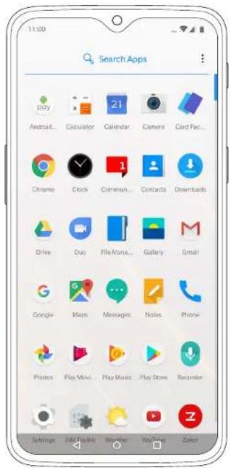 11:50 Search Apps Duty Calculator Calendar Camera Card Pac... Chrome Clock Commens... Contacts Downloads Drive Duo File Menu... Gallery Gmail Google Maps Messages Notes Phone Photos Play Mini... Play Music Play Store Recorder Settings 344 Tables Review YouTube Cancel
