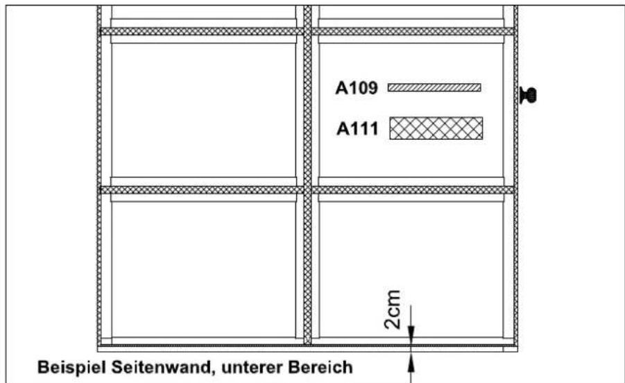 A109 A111 2cm Beispiel Seitenwand, unterer Bereich