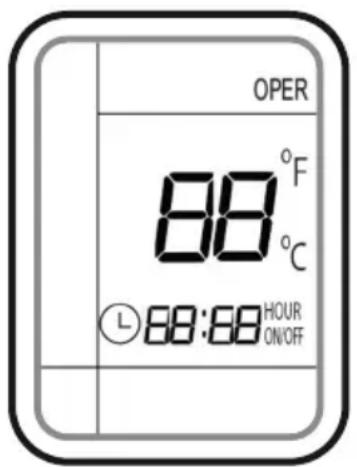 OPER 88°F 88°C ①88:88 HOUR ON/OFF