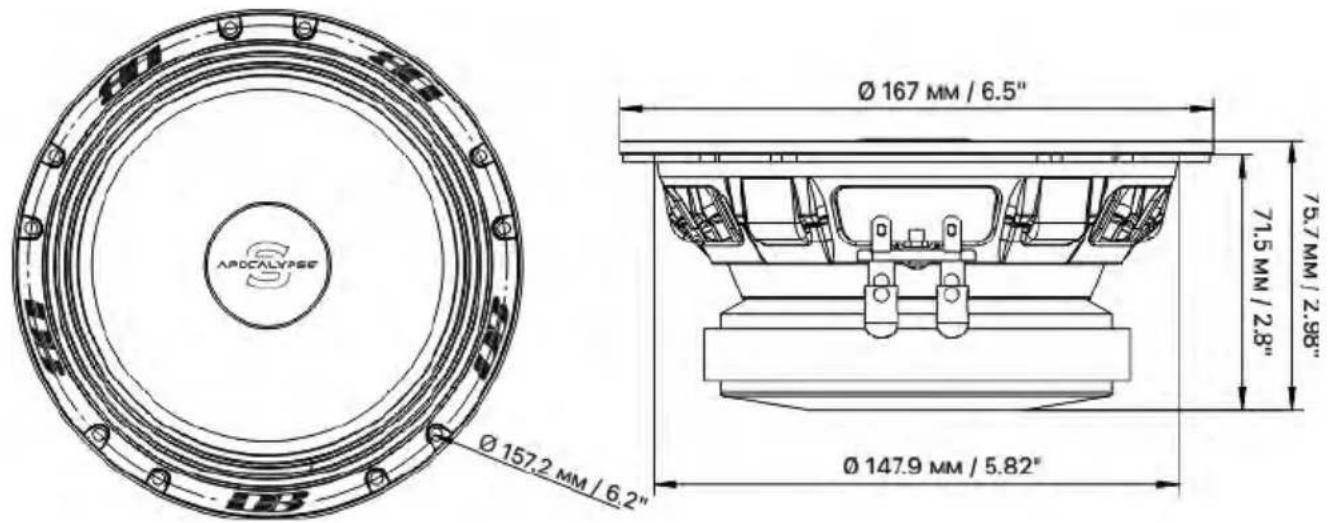 APOCALYPSE Ø 157.2 MM / 6.2" Ø 167 MM / 6.5" Ø 147.9 MM / 5.82" 71.5 MM / 2.8" 75.7 MM / 2.98"