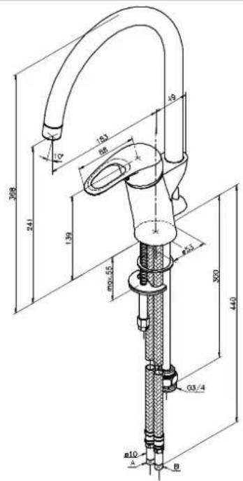 208 241 139 58 153 mm 5.5 453 300 440 03/4 a10 A B
