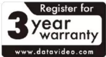 Register for 3year warranty www.datavideo.com