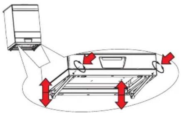 Diagram of a kitchen appliance with airflow arrows indicating movement (no text or symbols)
