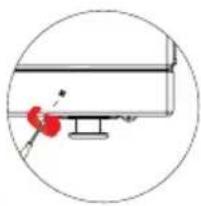 Simple line drawing of a mechanical setup with a red component and a circular outline (no text or symbols)