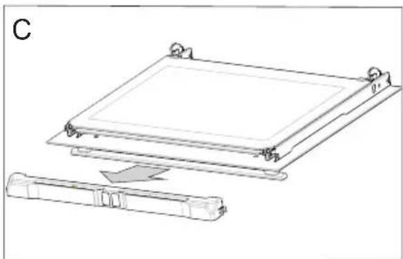Technical line drawing of a mechanical assembly with a rectangular frame and a separate cylindrical component (no text or symbols)