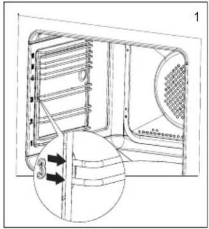Technical diagram of a device with labeled components and an inset showing a close-up view of a component with directional arrows.