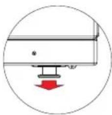 Simple diagram of a mechanical component with a red downward arrow indicating force or motion (no text or symbols)