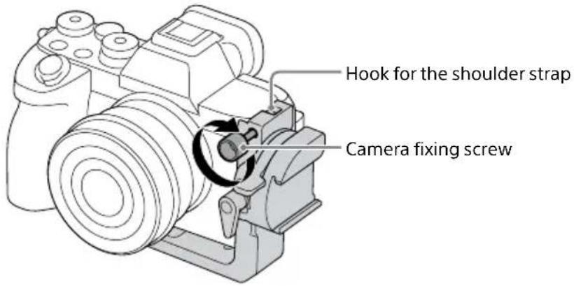 Hook for the shoulder strap Camera fixing screw