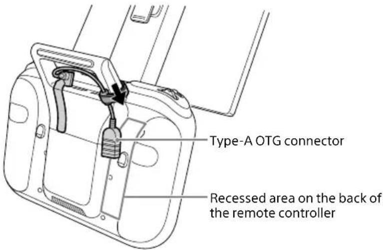 Type-A OTG connector Recessed area on the back of the remote controller