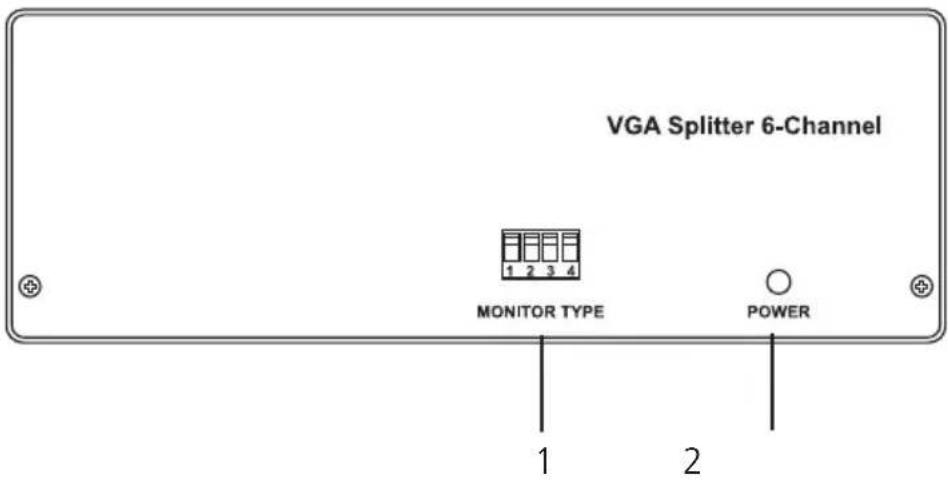 VGA Splitter 6-Channel MONITOR TYPE POWER 1 2