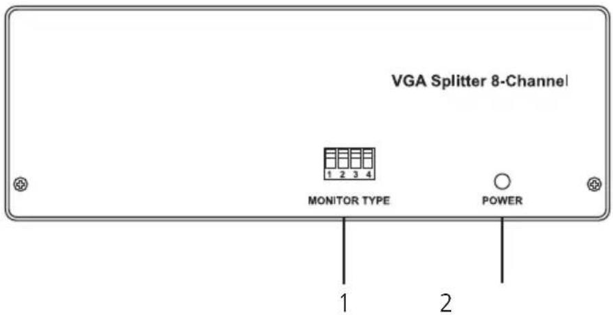 VGA Splitter 8-Channel MONITOR TYPE POWER 1 2 3 4