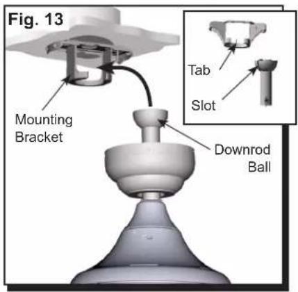 Fig. 13 Mounting Bracket Tab Slot Downrod Ball