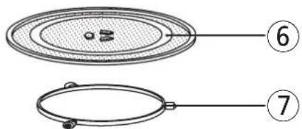 Diagram showing two labeled circular components with numbered annotations (6 and 7) pointing to different parts.