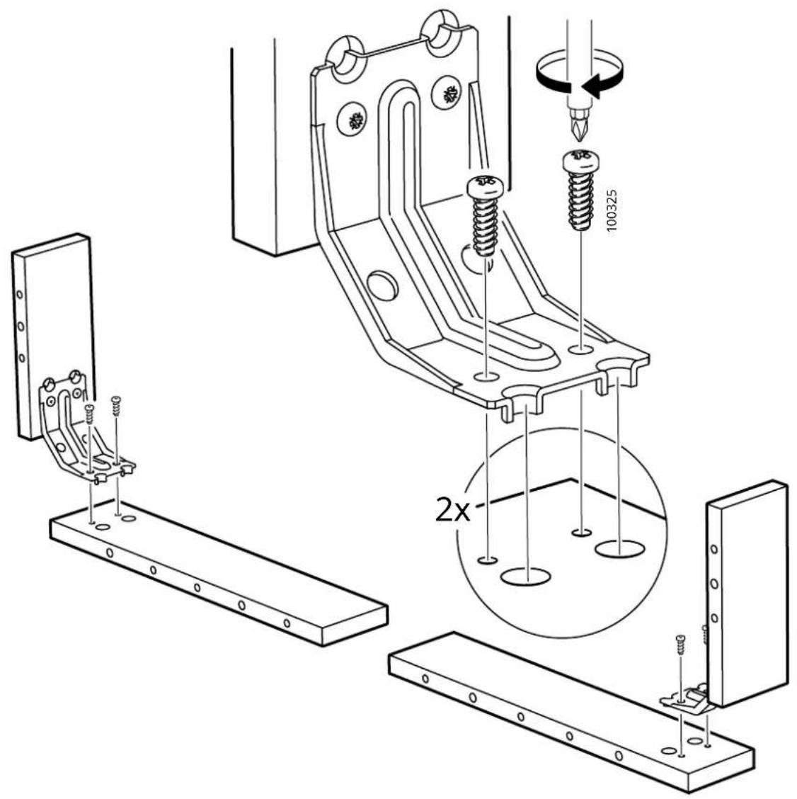 Technical diagram showing mechanical assembly with labeled parts and a 2x magnified view of a component