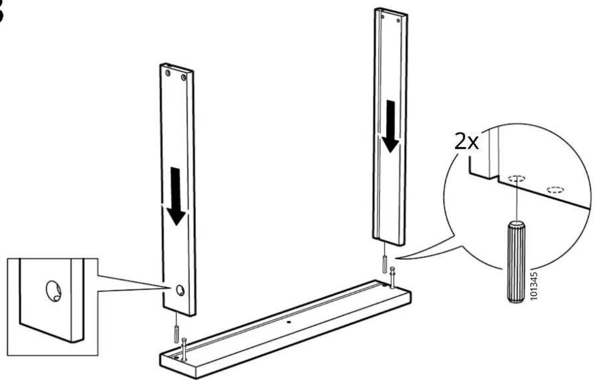 Technical diagram showing assembly steps of a door panel with 2x magnified detail and component labels