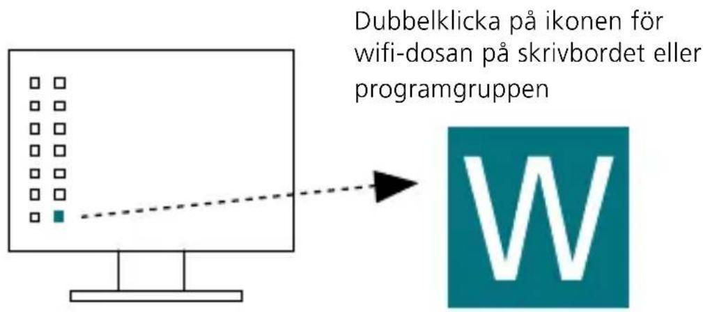 Dubbelklicka på ikonen för wifi-dosan på skrivbordet eller programgruppen