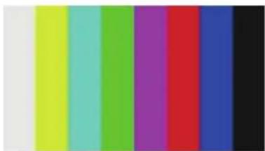 Vertical color spectrum bar with eight distinct solid colors (black, blue, red, purple, green, cyan, yellow, white) in the top row and bottom row respectively.
