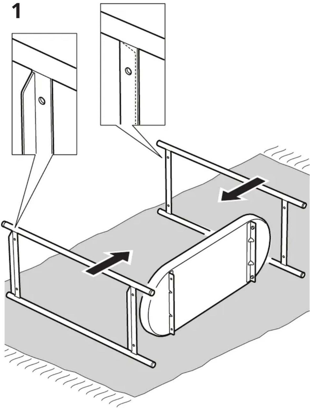Technical diagram illustrating a mechanical assembly with labeled components and directional arrows indicating motion or force.