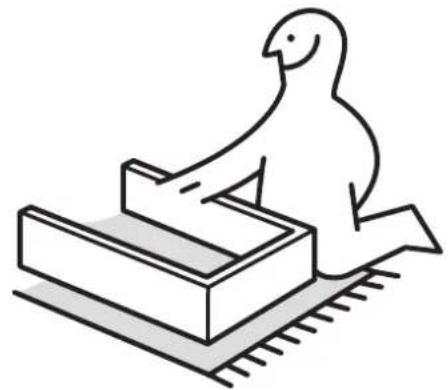 Simple line drawing of a seal climbing a ladder (no text or symbols)